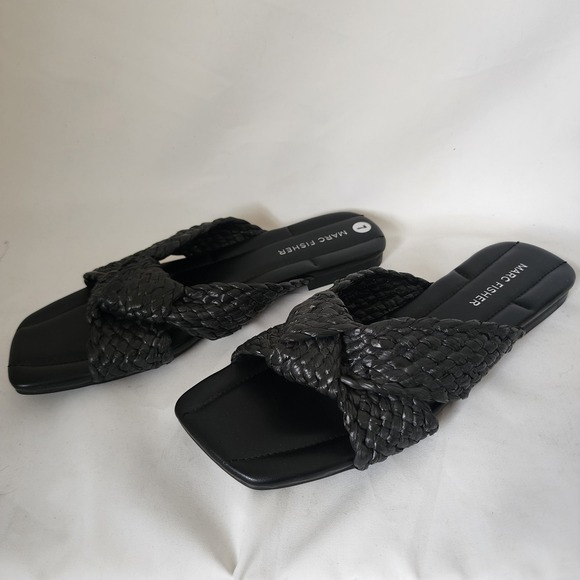 NWOB Marc Fisher Black Braided Woven Flasket Sandals 7 - Picture 4 of 4